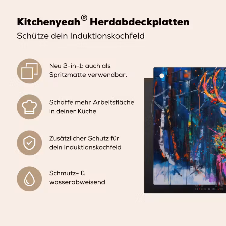 Rendier - Krans - Sprookjesachtig - Blauw Inductie beschemer met haakjes klein -ky-usp-de