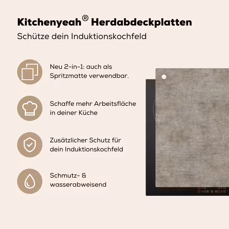 Retro - Beton - Patroon Inductie beschemer met haakjes klein 777 -ky-usp-de
