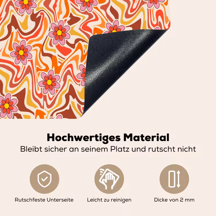 Retro - Bloemen - Patroon Inductie beschemer met haakjes klein 777 -ky-onderkant-de