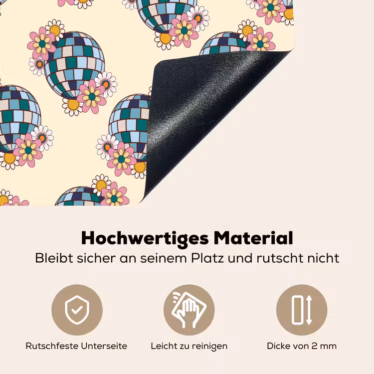 Retro - Disco - Bloemen - Discobal Inductie beschemer met haakjes klein 777 -ky-onderkant-de