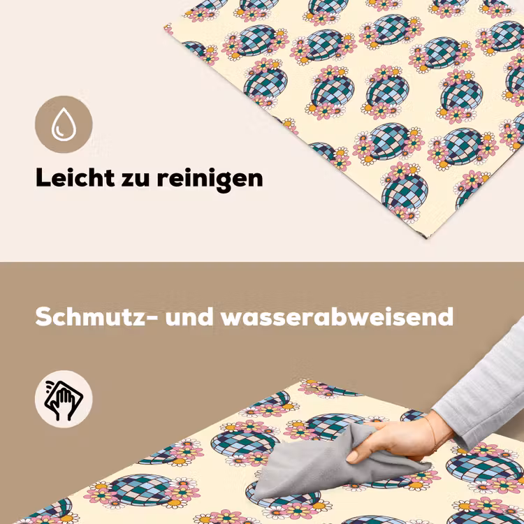 Retro - Disco - Bloemen - Discobal Inductie beschemer met haakjes klein 777 -ky-schoon-de