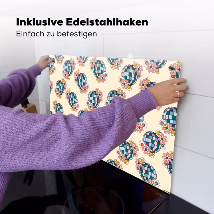 Retro - Disco - Bloemen - Discobal Inductie beschemer met haakjes klein 777 -ky-ophangen-de