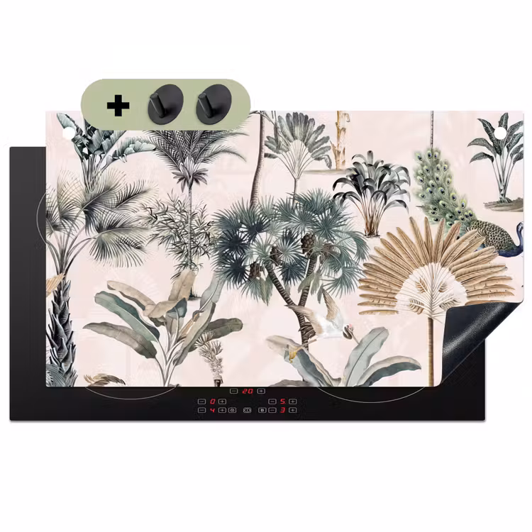 Retro - Jungle - Natuur - Dieren Inductie beschemer met haakjes groot -3d