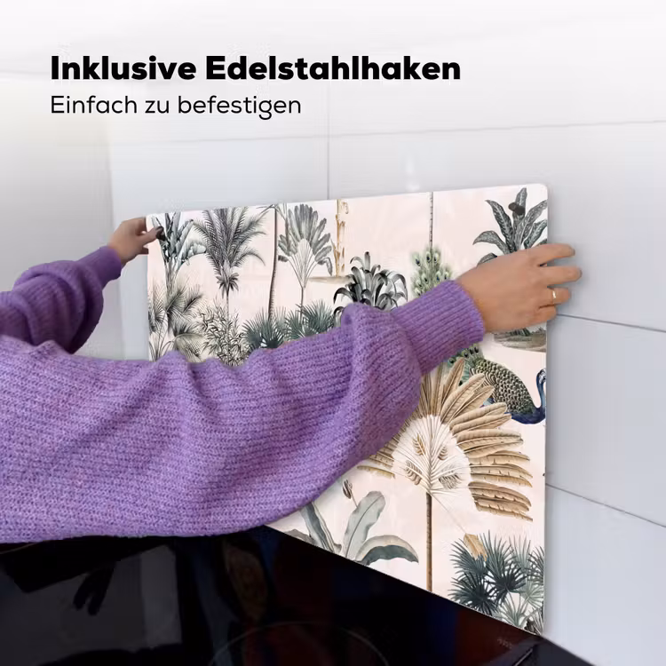 Retro - Jungle - Natuur - Dieren Inductie beschemer met haakjes groot -ky-ophangen-de