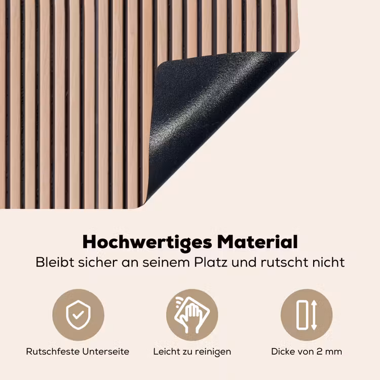 Retro - Hout - Plank - Naturel Inductie beschemer met haakjes klein -ky-onderkant-de