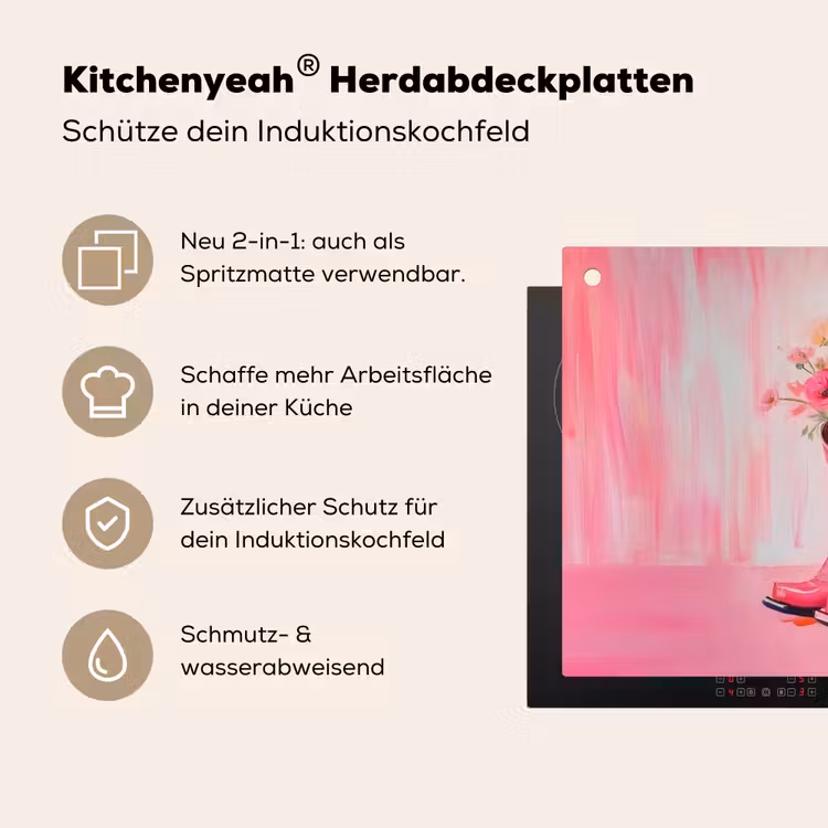 Roze - Bloemen - Cowboy Inductie beschemer met haakjes klein -ky-usp-de