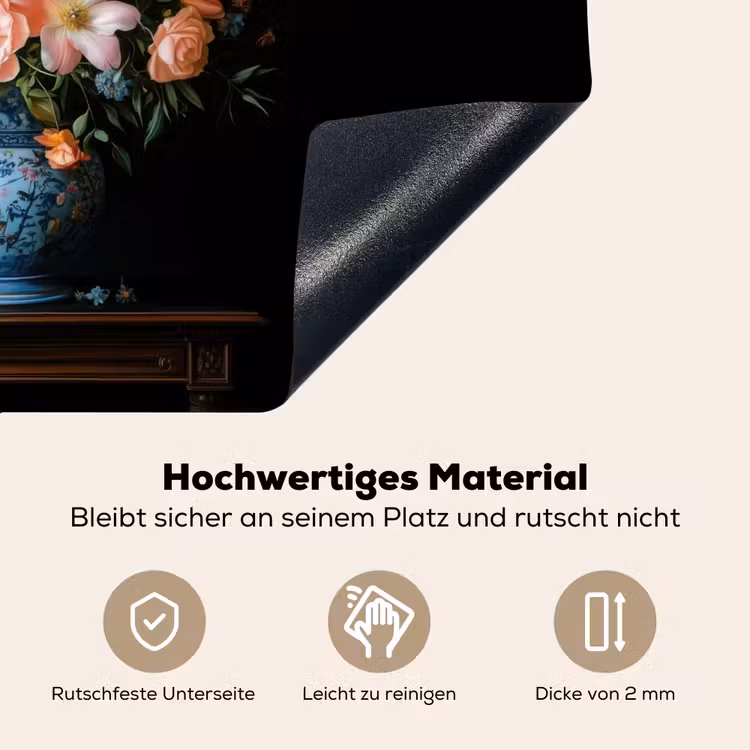 Roze - Bloemen - Vaas - Kleuren Inductie beschemer met haakjes klein -ky-onderkant-de