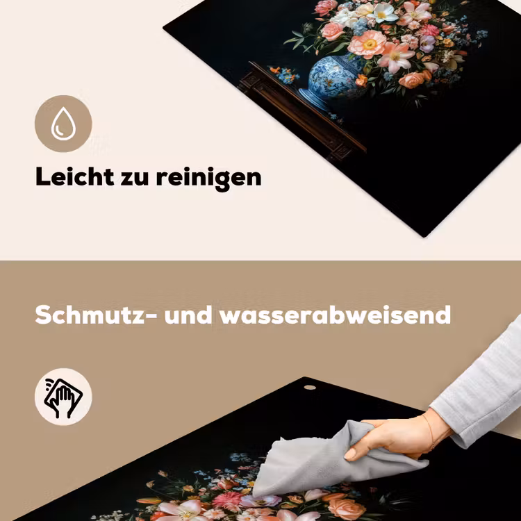 Roze - Bloemen - Vaas - Kleuren Inductie beschemer met haakjes klein -ky-schoon-de