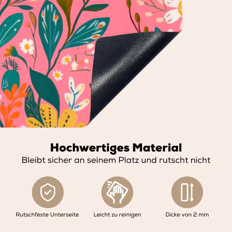 Roze - Bloemen - Wit - Oranje Inductie beschemer met haakjes klein -ky-onderkant-de