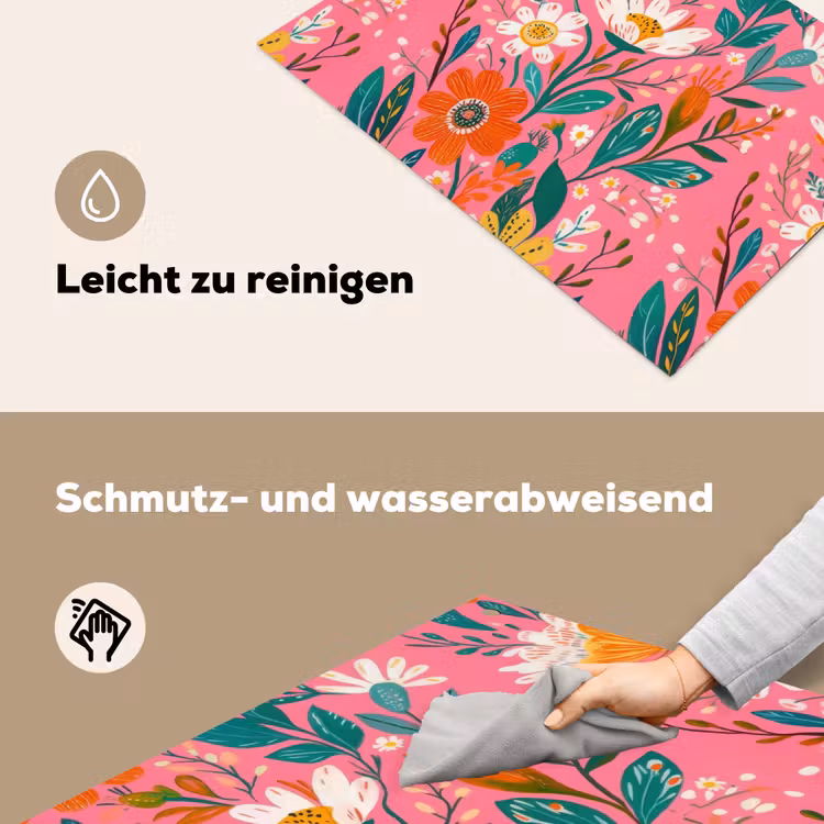 Roze - Bloemen - Wit - Oranje Inductie beschemer met haakjes klein -ky-schoon-de