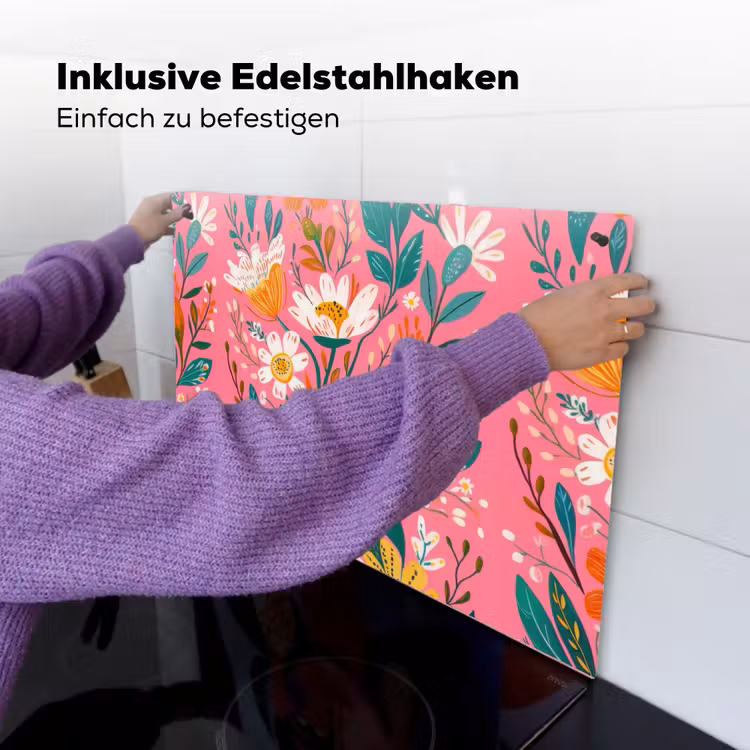 Roze - Bloemen - Wit - Oranje Inductie beschemer met haakjes klein -ky-ophangen-de
