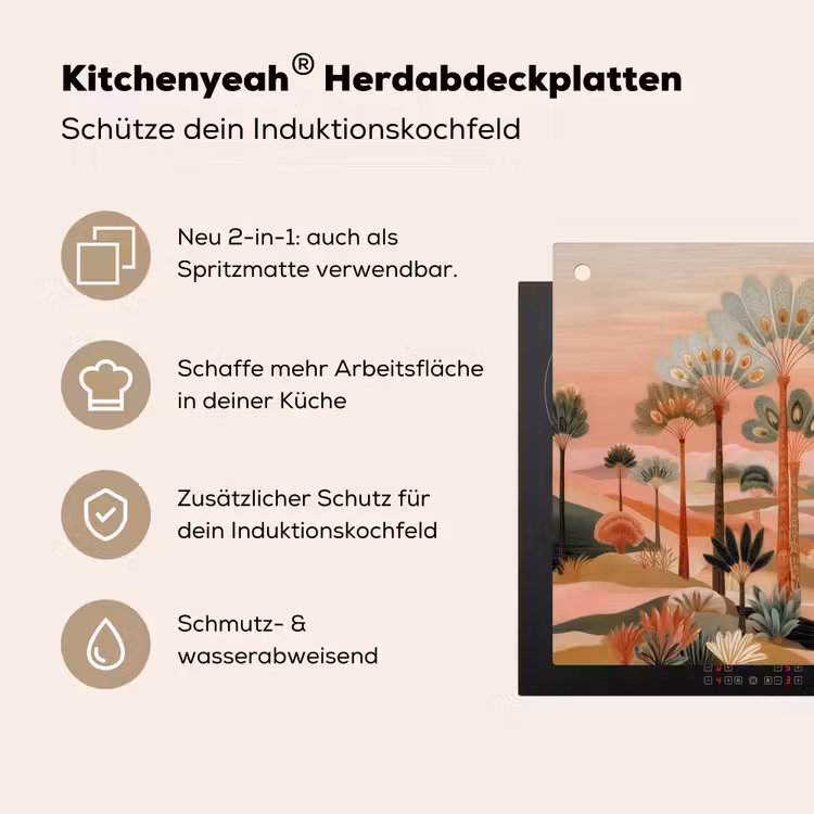 Roze landschap - Palmen - Water Inductie beschemer met haakjes middel -ky-usp-de