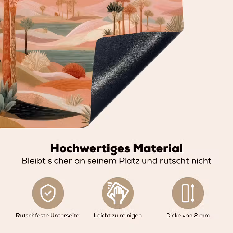 Roze landschap - Palmen - Water Inductie beschemer met haakjes middel -ky-onderkant-de