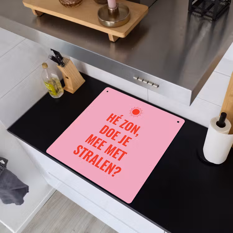 Roze - Zon - Quote Inductie beschemer met haakjes middel -sfeer1