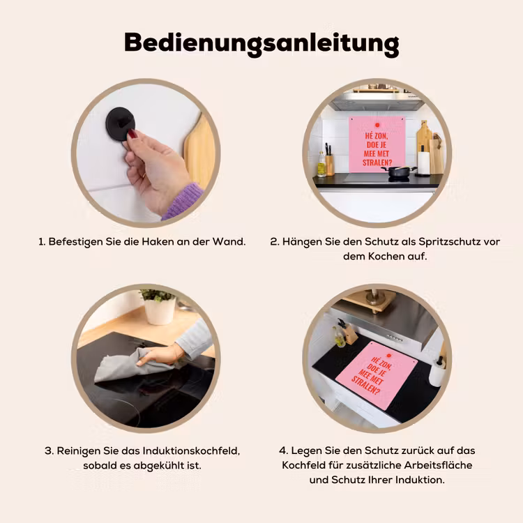 Roze - Zon - Quote Inductie beschemer met haakjes middel -ky-gebruik-de