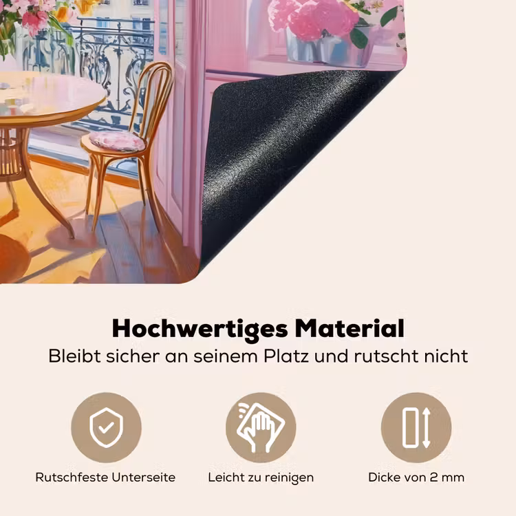 Pink - City - Bloemen Inductie beschemer met haakjes klein -ky-onderkant-de