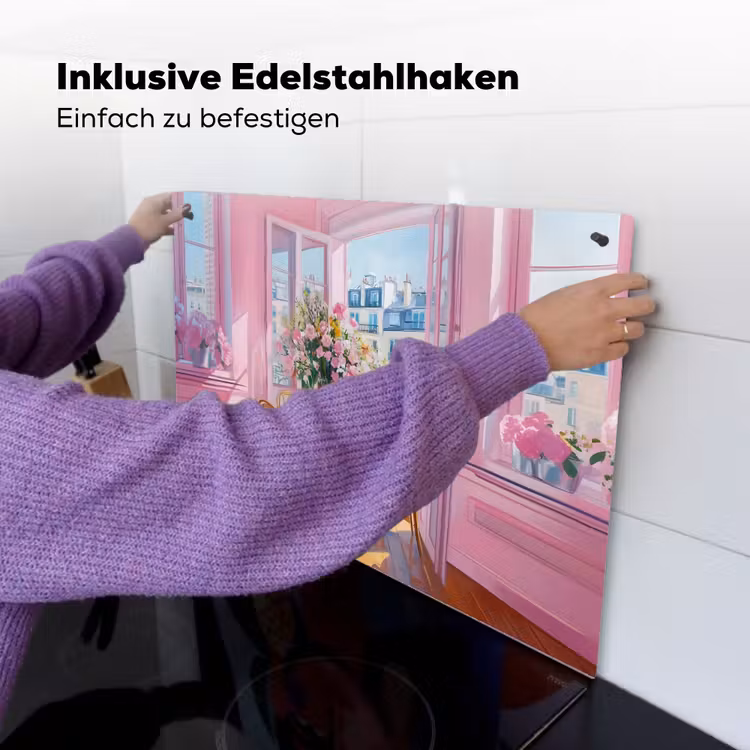 Pink - City - Bloemen Inductie beschemer met haakjes klein -ky-ophangen-de