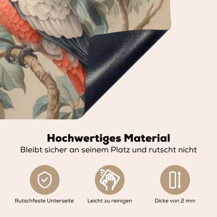 Roze kuifkaketoe - Tak met vruchten - Bladeren Inductie beschemer met haakjes middel -ky-onderkant-de