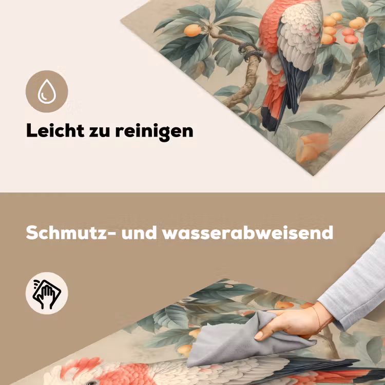 Roze kuifkaketoe - Tak met vruchten - Bladeren Inductie beschemer met haakjes middel -ky-schoon-de