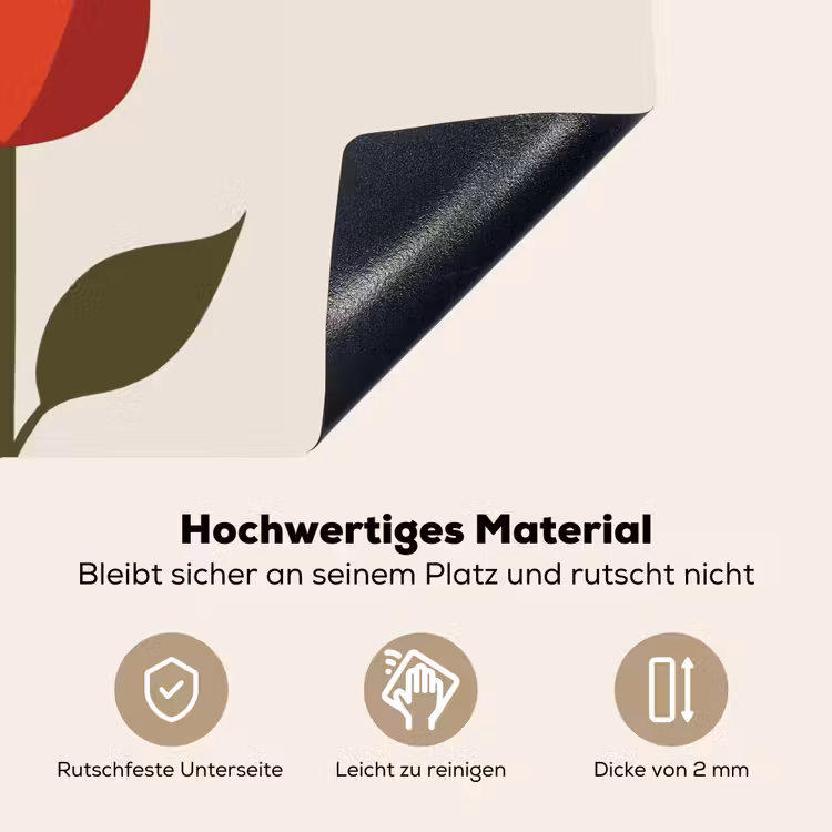 Roos - Rood - Bloem - Valentijn Inductie beschemer met haakjes klein -ky-onderkant-de