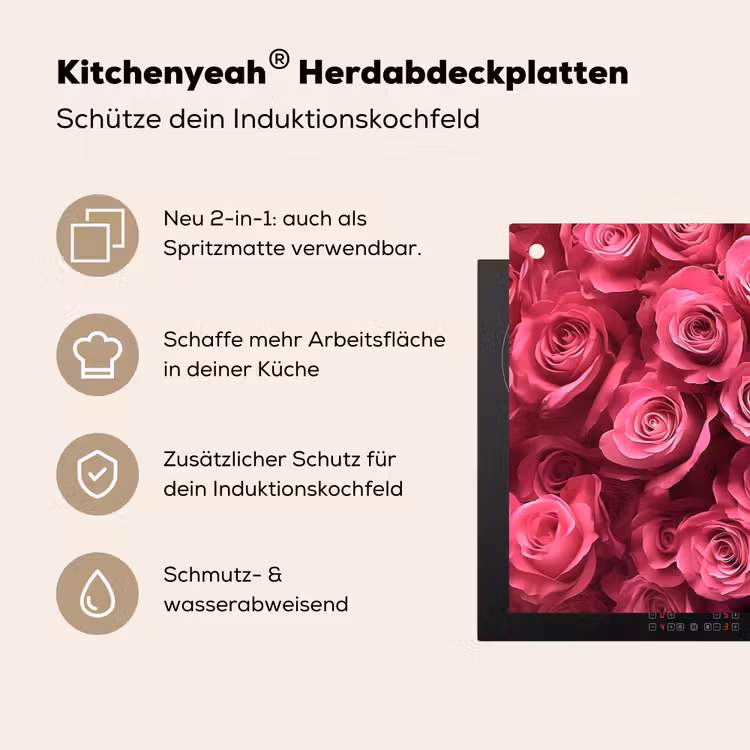 Rozen - Pink - Bloem Inductie beschemer met haakjes klein -ky-usp-de