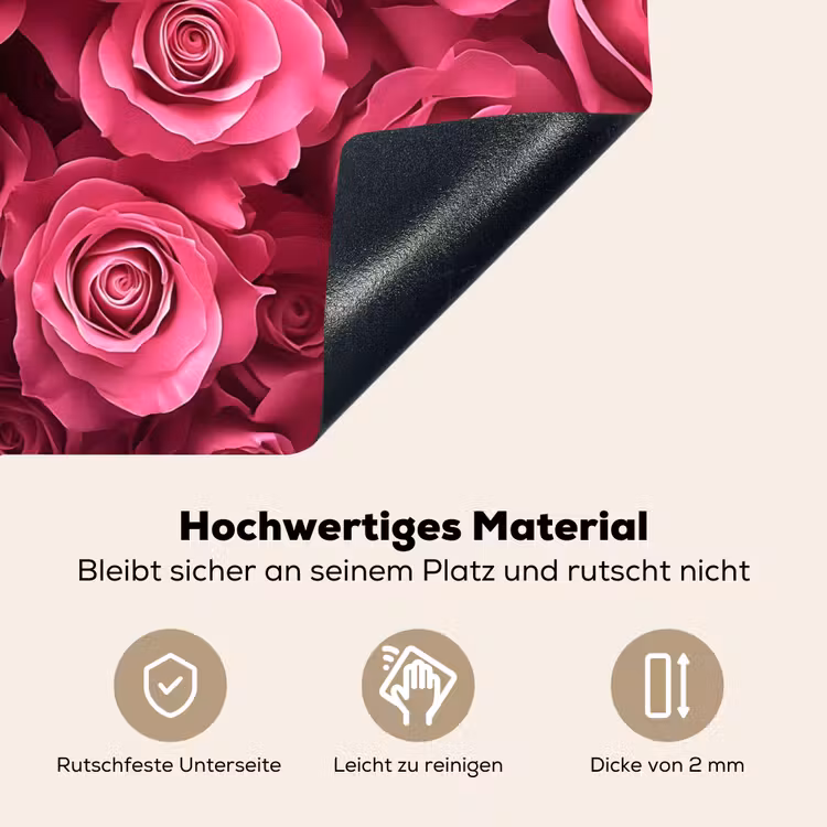 Rozen - Pink - Bloem Inductie beschemer met haakjes klein -ky-onderkant-de