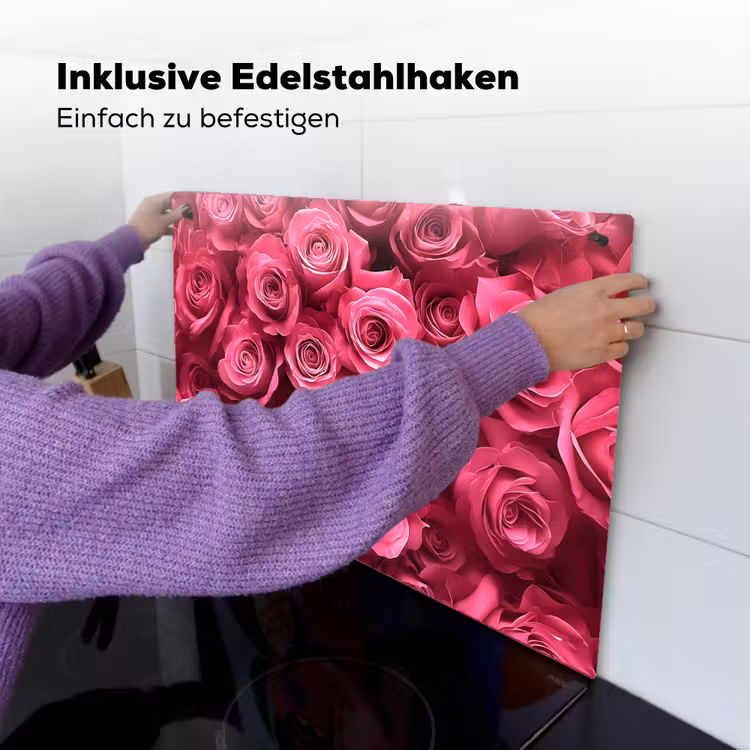 Rozen - Pink - Bloem Inductie beschemer met haakjes klein -ky-ophangen-de