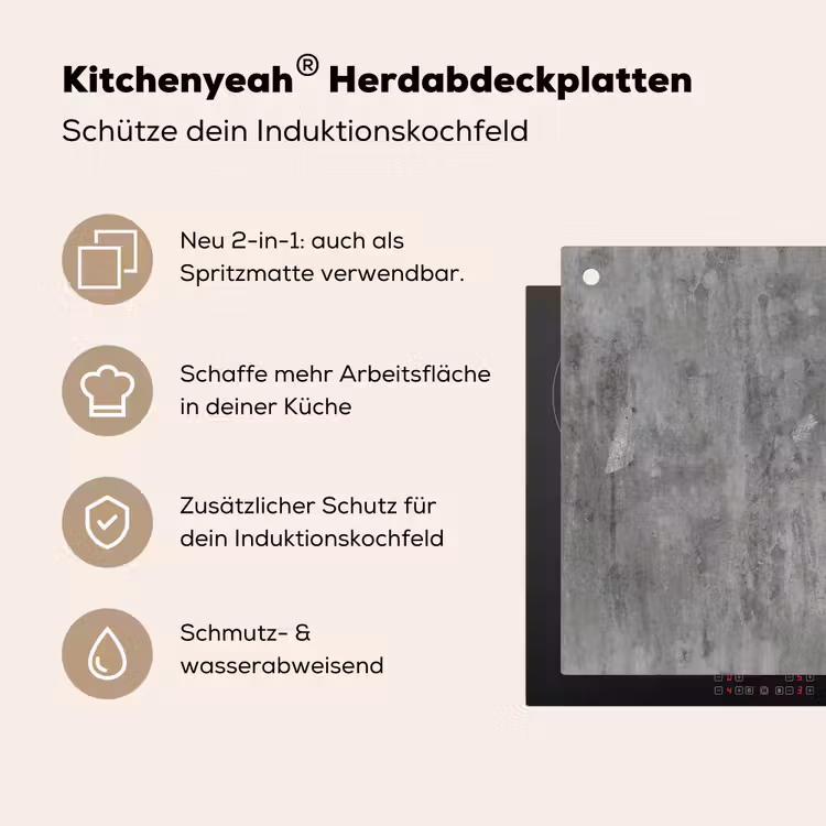 Roest - Beton - Patroon Inductie beschemer met haakjes klein 777 -ky-usp-de