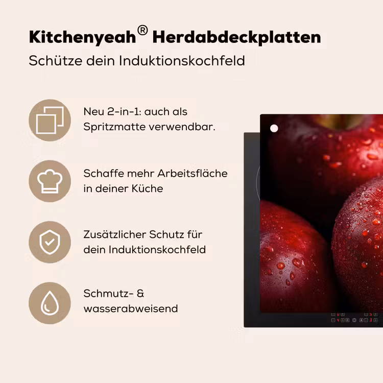 Rood - Appels - Fruit Inductie beschemer met haakjes klein -ky-usp-de