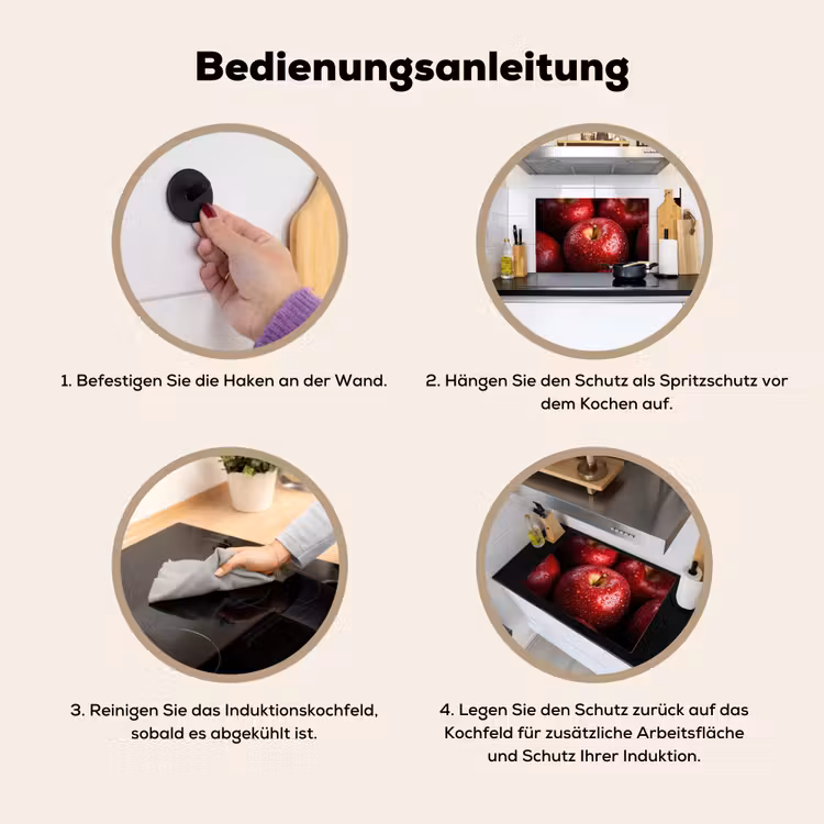 Rood - Appels - Fruit Inductie beschemer met haakjes klein -ky-gebruik-de