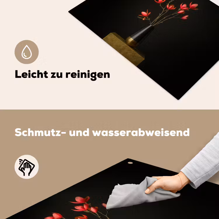 Rode - Bloemen - Vaas Inductie beschemer met haakjes klein -ky-schoon-de