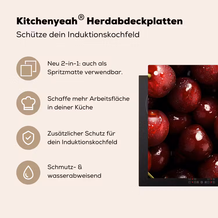 Rood - Fruit - Kersen Inductie beschemer met haakjes klein -ky-usp-de