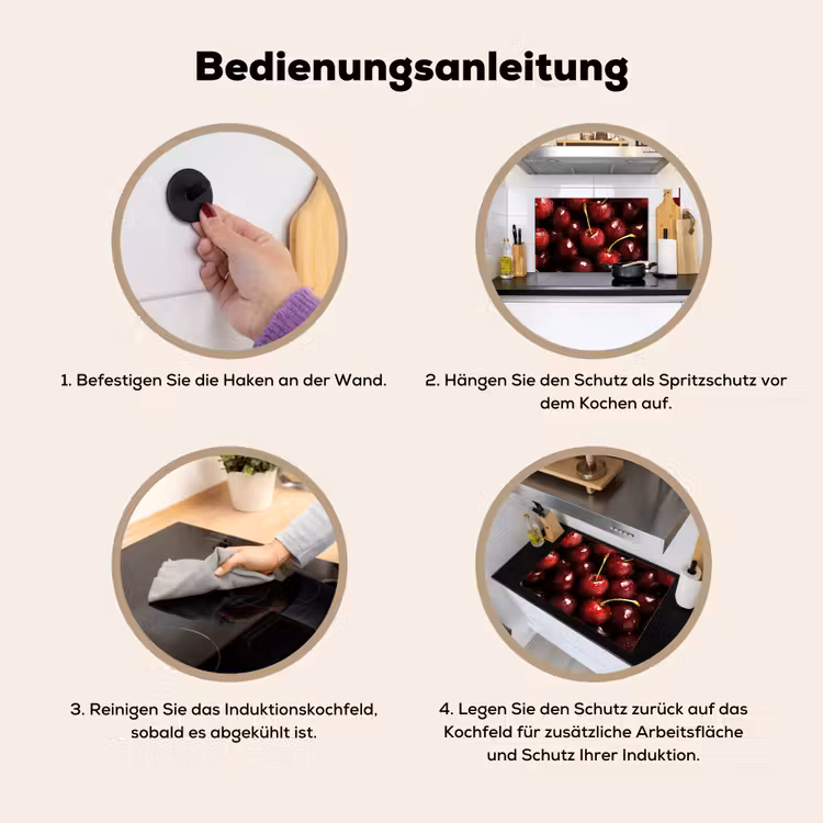 Rood - Fruit - Kersen Inductie beschemer met haakjes klein -ky-gebruik-de