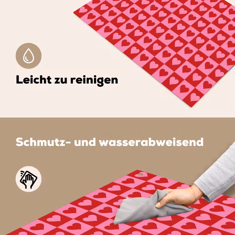 Rood - Roze - Schaakbord - Valentijn Inductie beschemer met haakjes klein -ky-schoon-de
