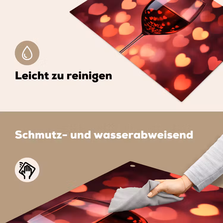 Rood - Wijn - Hartjes Inductie beschemer met haakjes klein -ky-schoon-de