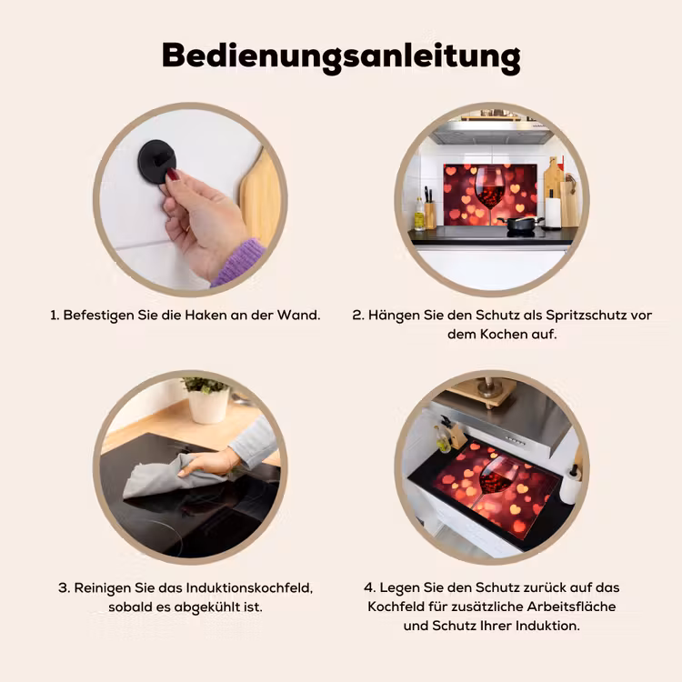Rood - Wijn - Hartjes Inductie beschemer met haakjes klein -ky-gebruik-de