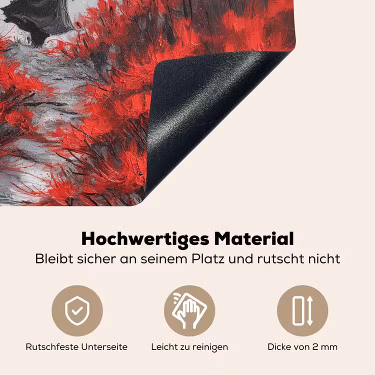 Rode bloemen - mistig - Man Inductie beschemer met haakjes middel -ky-onderkant-de