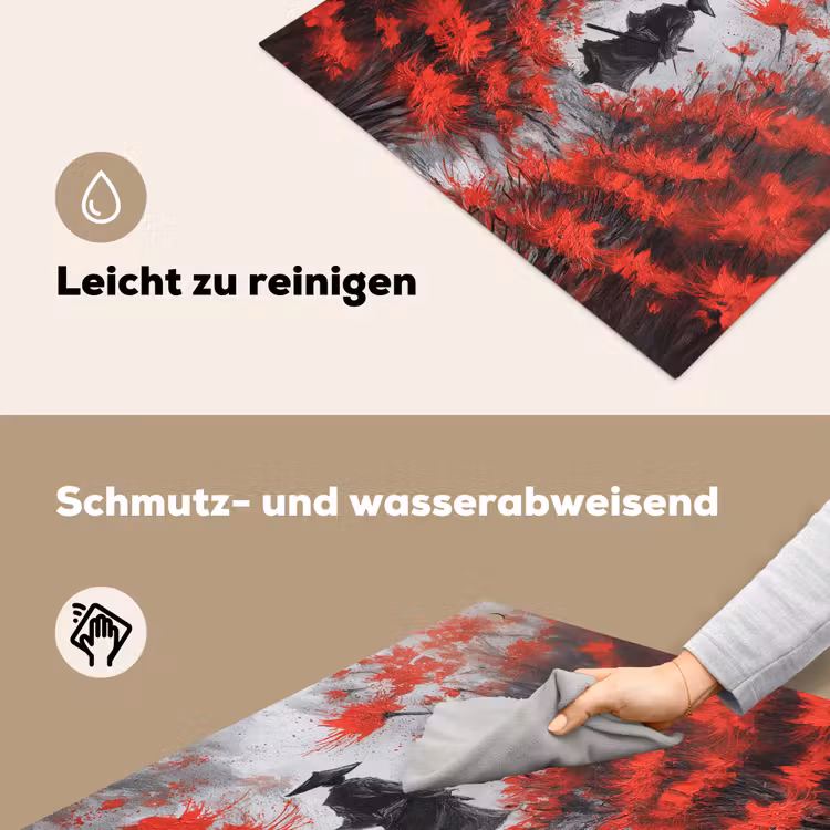 Rode bloemen - mistig - Man Inductie beschemer met haakjes middel -ky-schoon-de