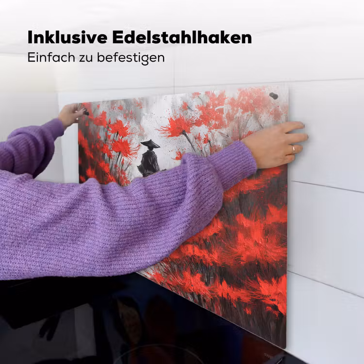 Rode bloemen - mistig - Man Inductie beschemer met haakjes middel -ky-ophangen-de
