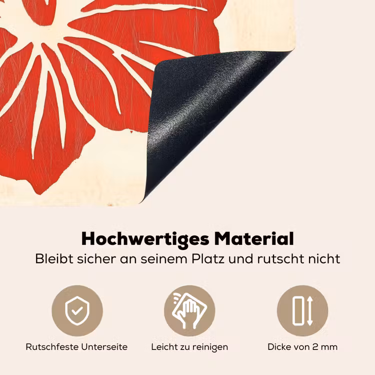 Rode hibiscusbloem - Textuur achtergrond - Beige Inductie beschemer met haakjes middel -ky-onderkant-de