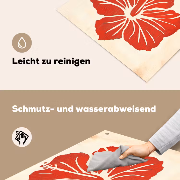 Rode hibiscusbloem - Textuur achtergrond - Beige Inductie beschemer met haakjes middel -ky-schoon-de