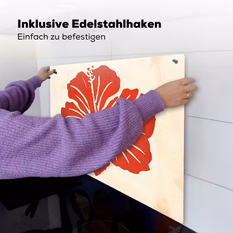 Rode hibiscusbloem - Textuur achtergrond - Beige Inductie beschemer met haakjes middel -ky-ophangen-de