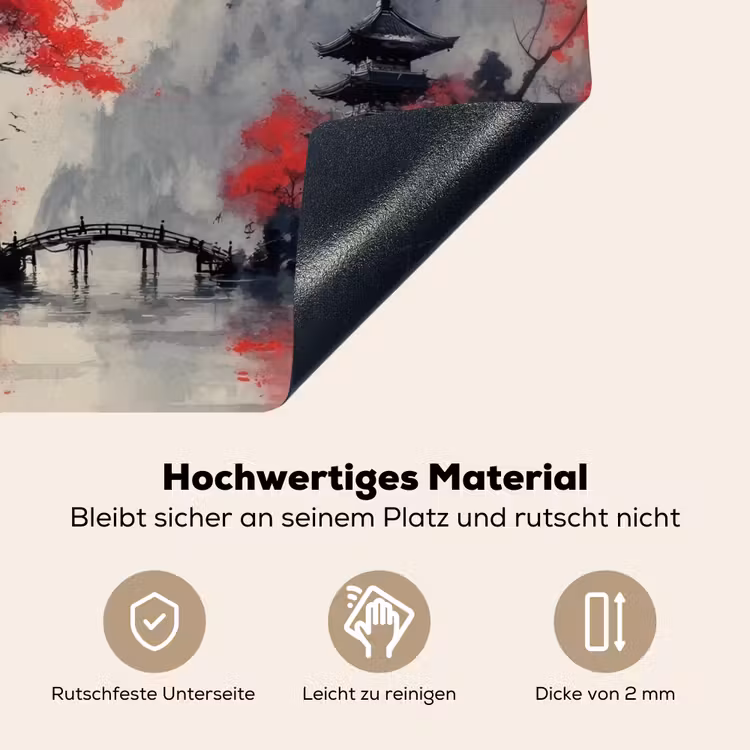 Rode zon - Rivier - brug - Bomen Inductie beschemer met haakjes middel -ky-onderkant-de