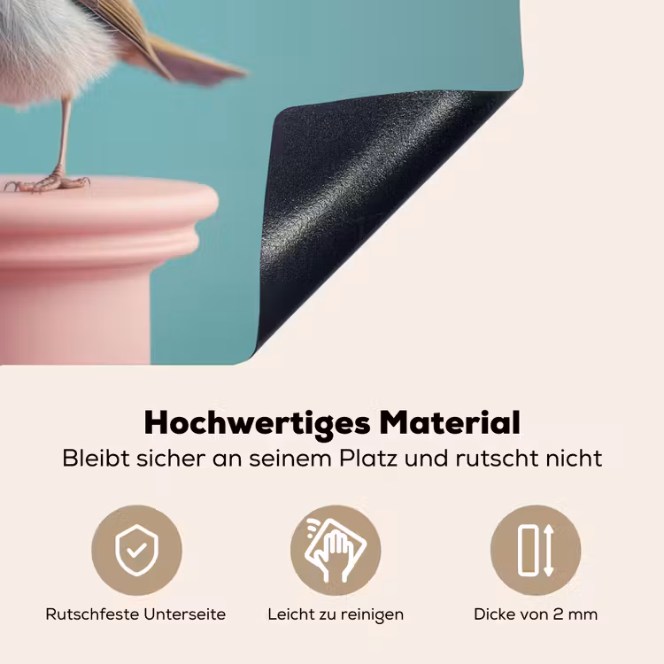 Roodborstje - Vogel - Koksmuts - Sokkel Inductie beschemer met haakjes klein -ky-onderkant-de
