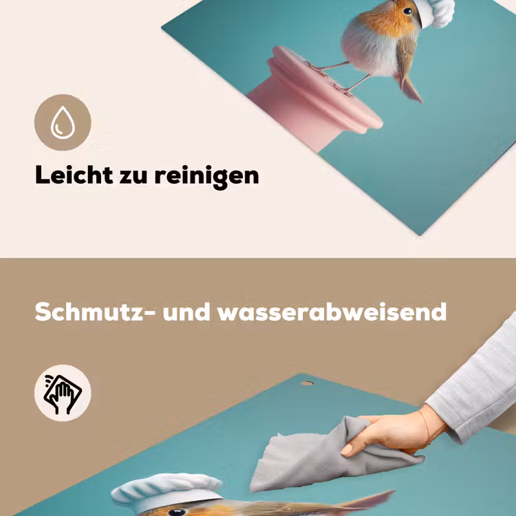 Roodborstje - Vogel - Koksmuts - Sokkel Inductie beschemer met haakjes klein -ky-schoon-de