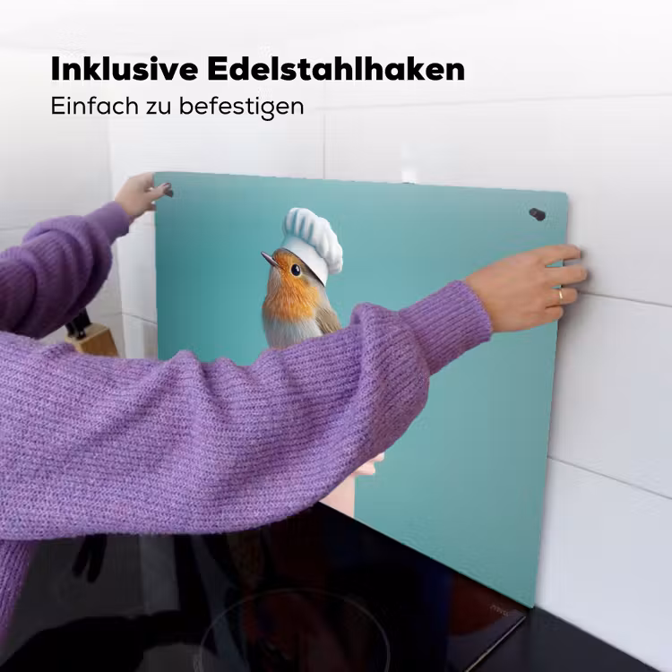 Roodborstje - Vogel - Koksmuts - Sokkel Inductie beschemer met haakjes klein -ky-ophangen-de