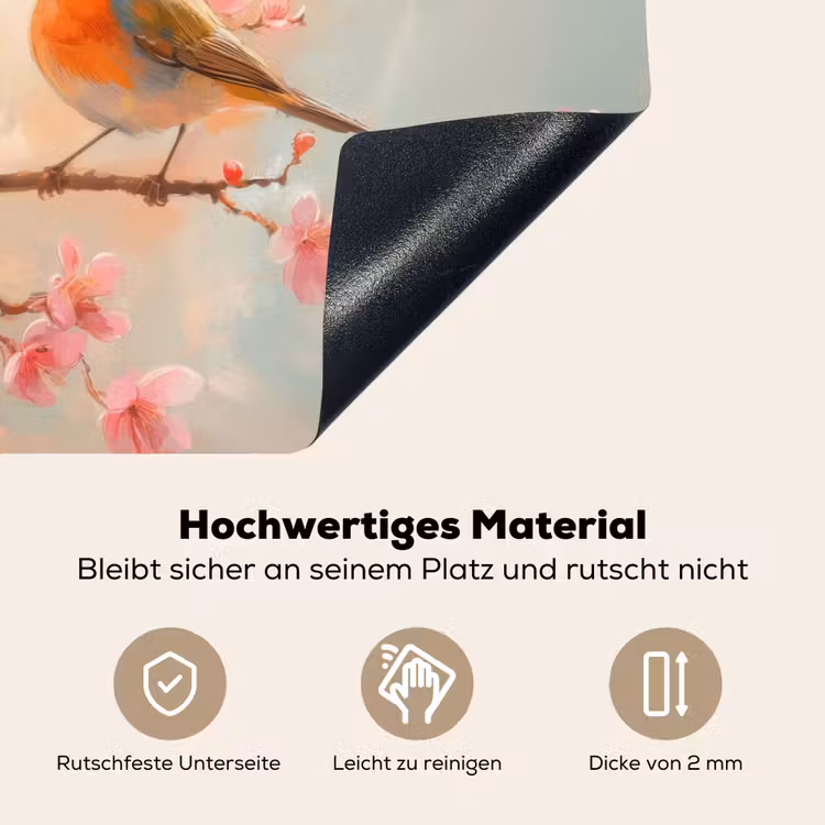 Roodborstjes - Sierlijk - Bloesemtak Inductie beschemer met haakjes klein -ky-onderkant-de