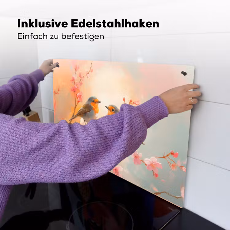Roodborstjes - Sierlijk - Bloesemtak Inductie beschemer met haakjes klein -ky-ophangen-de