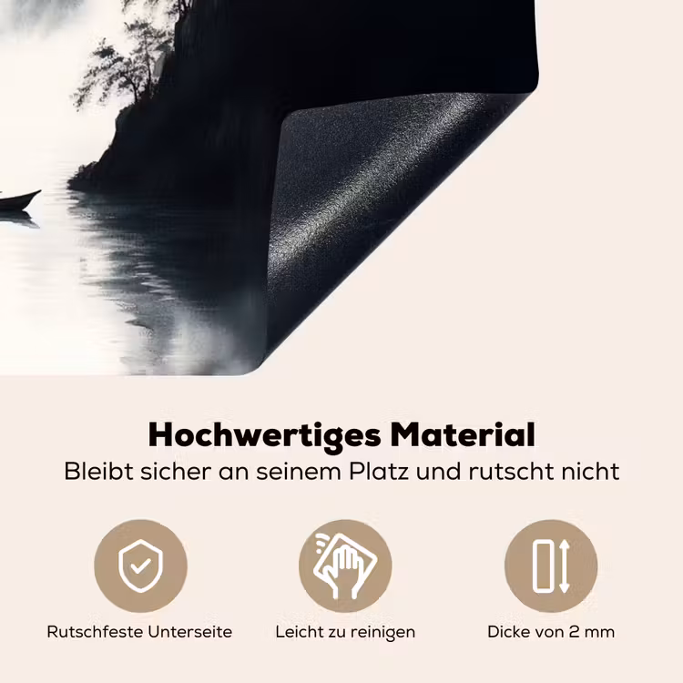 Roeiboot - Mistig - Bergen - Vogels Inductie beschemer met haakjes klein -ky-onderkant-de