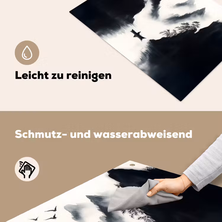 Roeiboot - Mistig - Bergen - Vogels Inductie beschemer met haakjes klein -ky-schoon-de